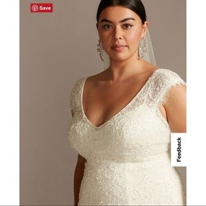 Hand Beaded Cap Sleeve Plus Size Wedding Dress